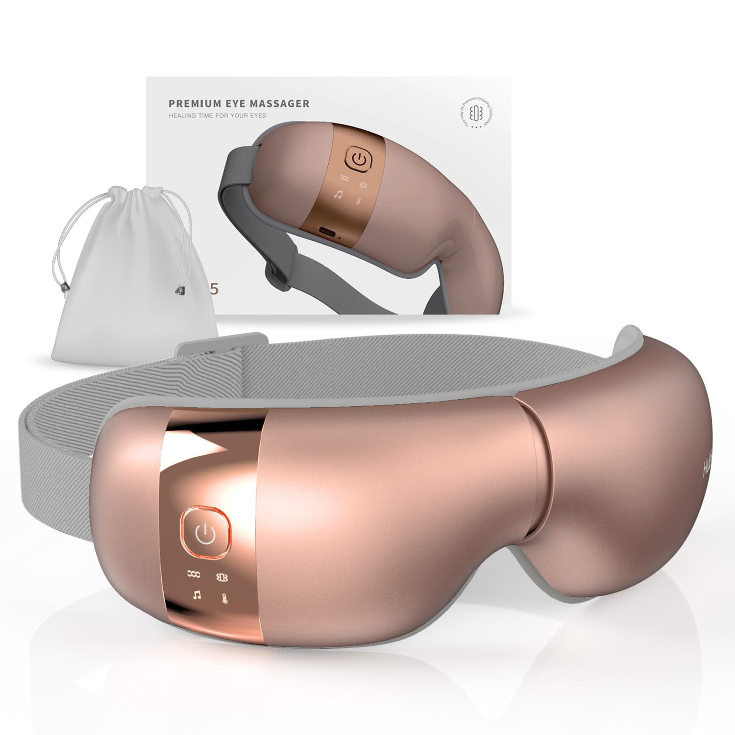 HubiCare Eye Massager with Heat, Vibration, and Music Helps Relieve Strain, Dark Circles, Dryness, and for Migraine Relief Relaxation and Better Sleep