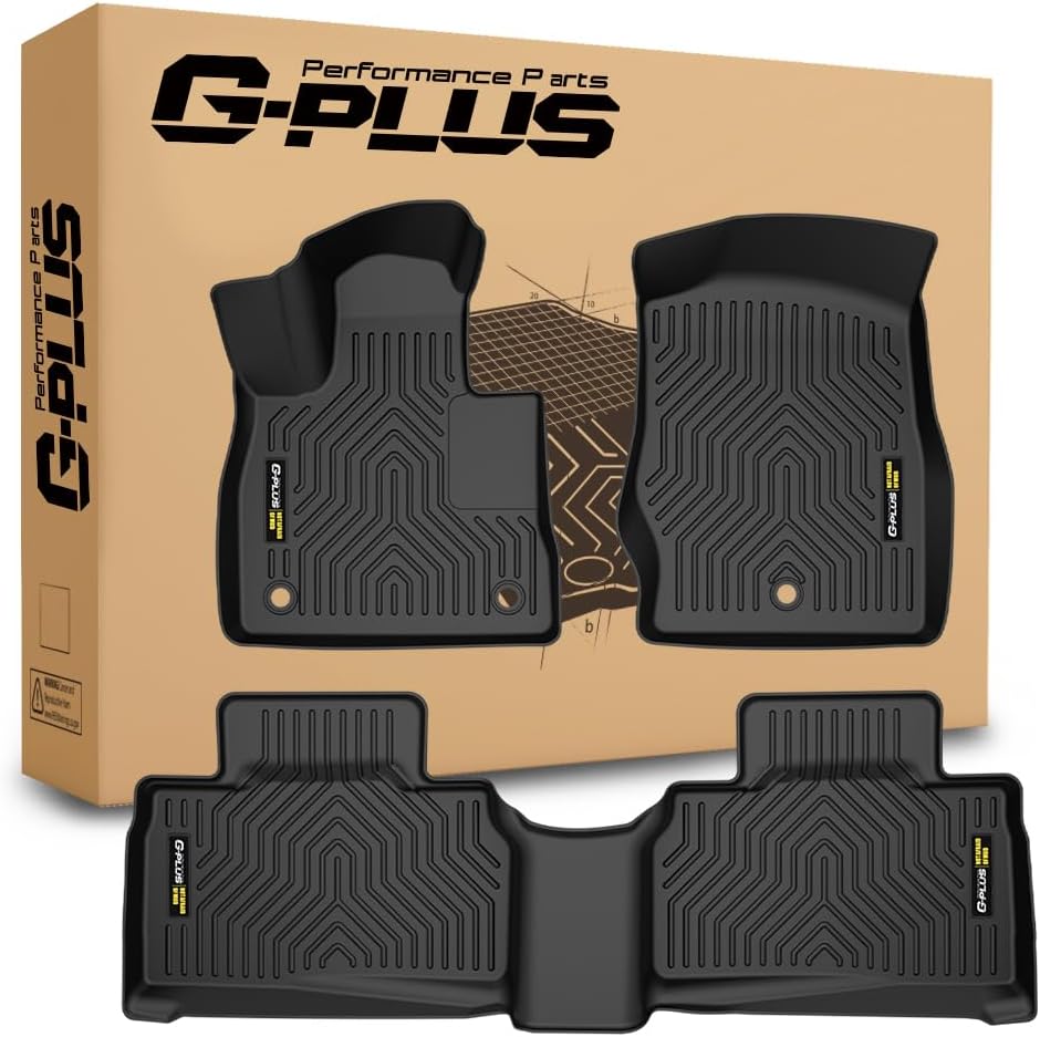 G-PLUS Floor Mats Fit for Ford Explorer 2020 2021 2022 2023 2024 2025 TPE Custom Fit All Weather Protection 1st & 2nd Row Floor Liner Accessories,Black Car Mats