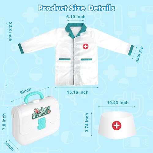 Miniatura 7 de Kit de médico de juguete para niños, juego de simulación, juego de médico, juguetes para niños pequeños, juego médico para disfrazarse, juego de