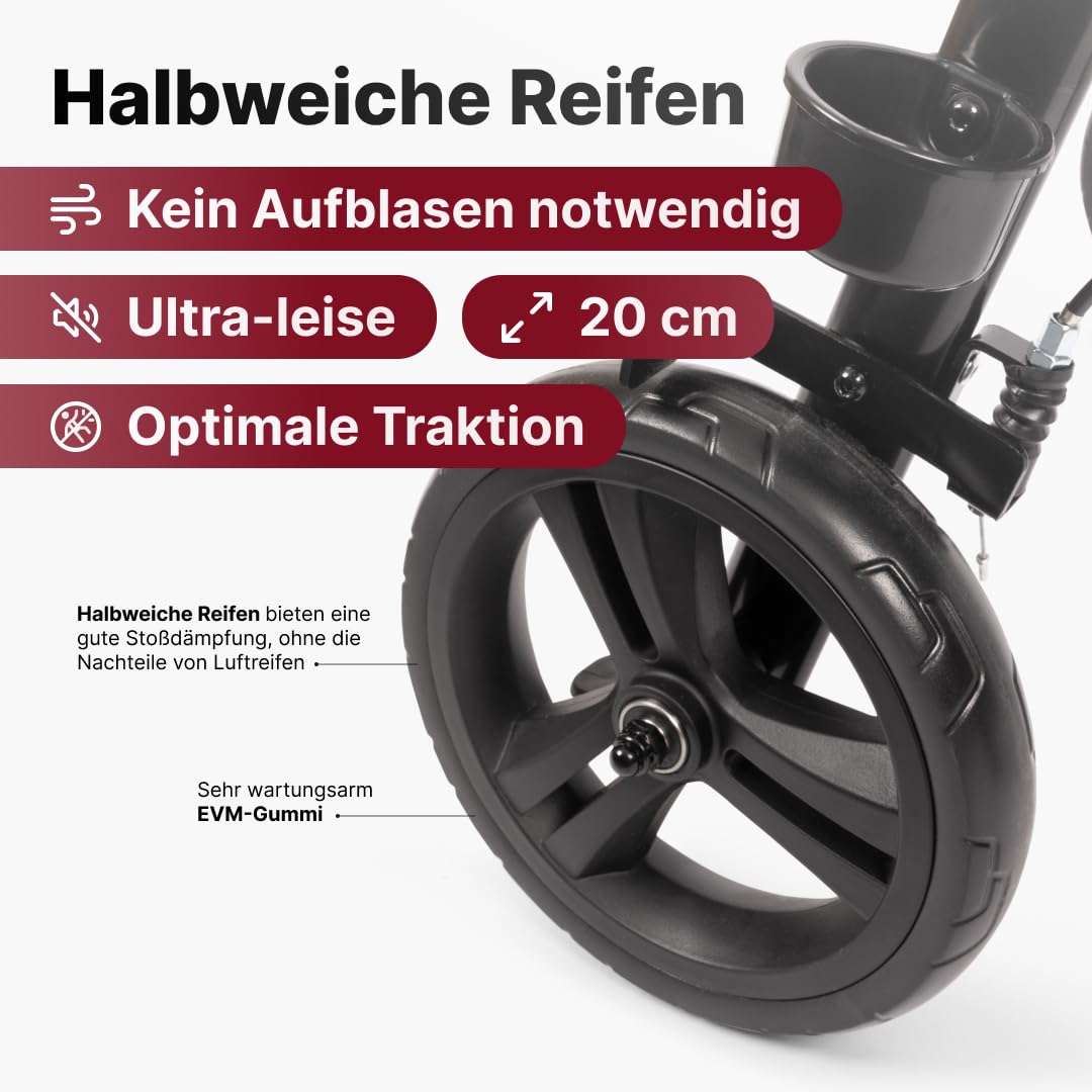 Nova Rollator – Leichter und stabiler Rollator für Senioren, faltbar und höhenverstellbar, mit Sitz, Rückenlehne, Tasche, Stockhalter, pannensicheren Rädern – nur 6,9kg – Gehhilfe - Rot