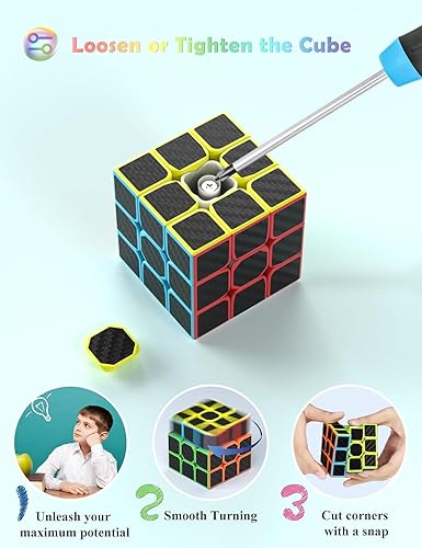 Miniatura 10 de Roxenda Juego de cubos de velocidad paquete de cubos de velocidad de 2 x 2 3 x 3 4 x 4 y cubo pirámide colección de cubos mágicos sin calcomanías