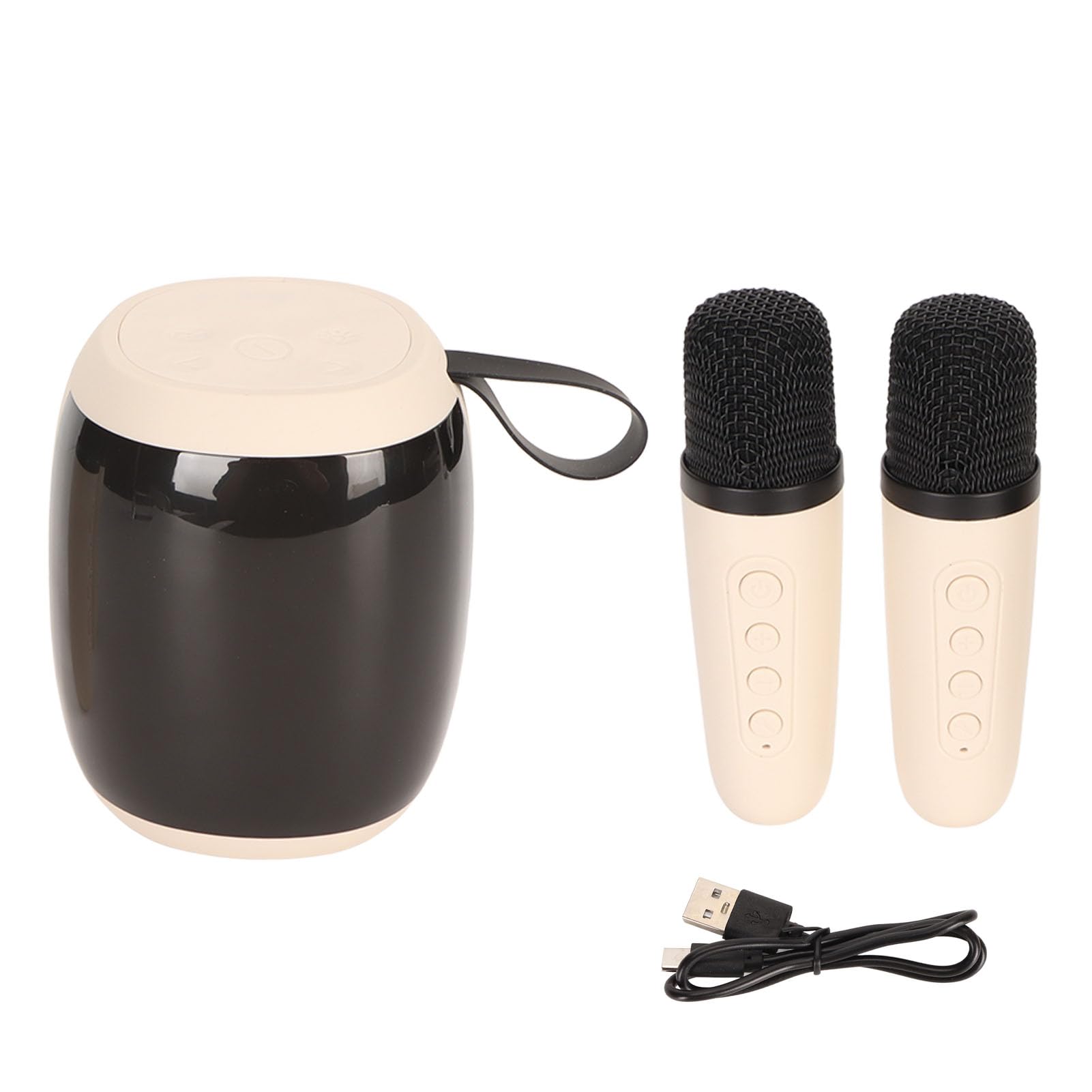 Mini Máquina de Karaoke, 66 Mm, 4 Ohmios, 10 Vatios, Sonido Envolvente de 360 ​​Grados, 5.0, Altavoces de Karaoke, 5 Efectos de Sonido, Karaoke en Casa en Interiores (Blanco)