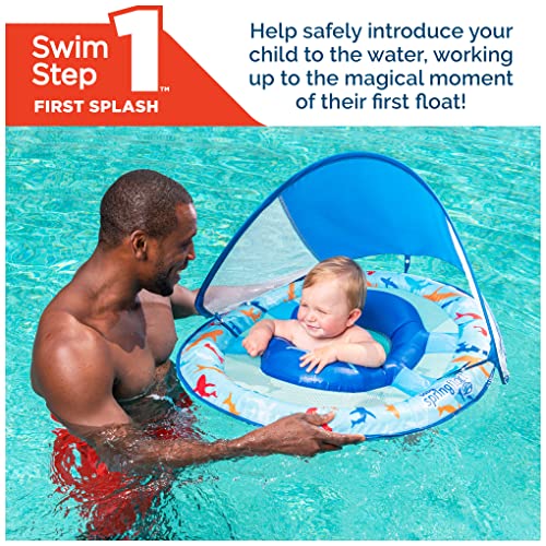 Swimways Sun Canopy Inflatable Infant Spring Float For Infants 9-24 Months, Shark Design #TOP5