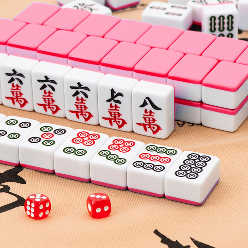 ZOYDP – Mini Jeu De Mahjong Chinois – 144 Tuiles 20 Mm – 2 Dés, 4 Supports – Mélamine – Voyage, Fête, Cadeau Original