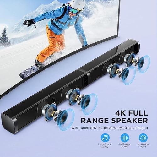 Sunyuey Tv Sound Bar, 37Inch Audio Tv Speaker With Surround Sound Home Theater System 4 Driver Speakers,Remote Control,Wall Mounted,Optical/Aux/Rca/Usb/Micro Sd Connection #TOP2