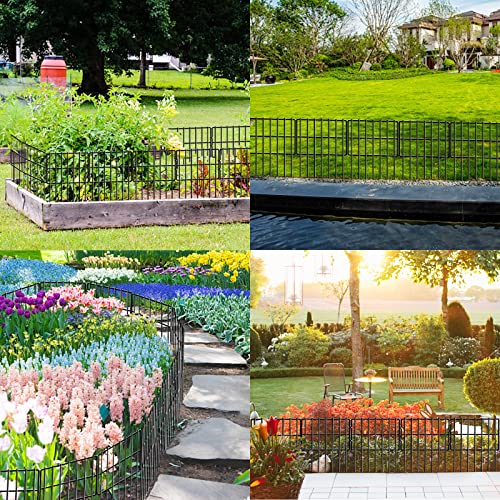 20 Pack Garden Fence Animal Barrier,17in(H) x 22ft(L) Decorative Garden Fences for Dogs Fencing Small Metal Fence Panels with Rust-Proof Coating Border Fence for Garden Patio