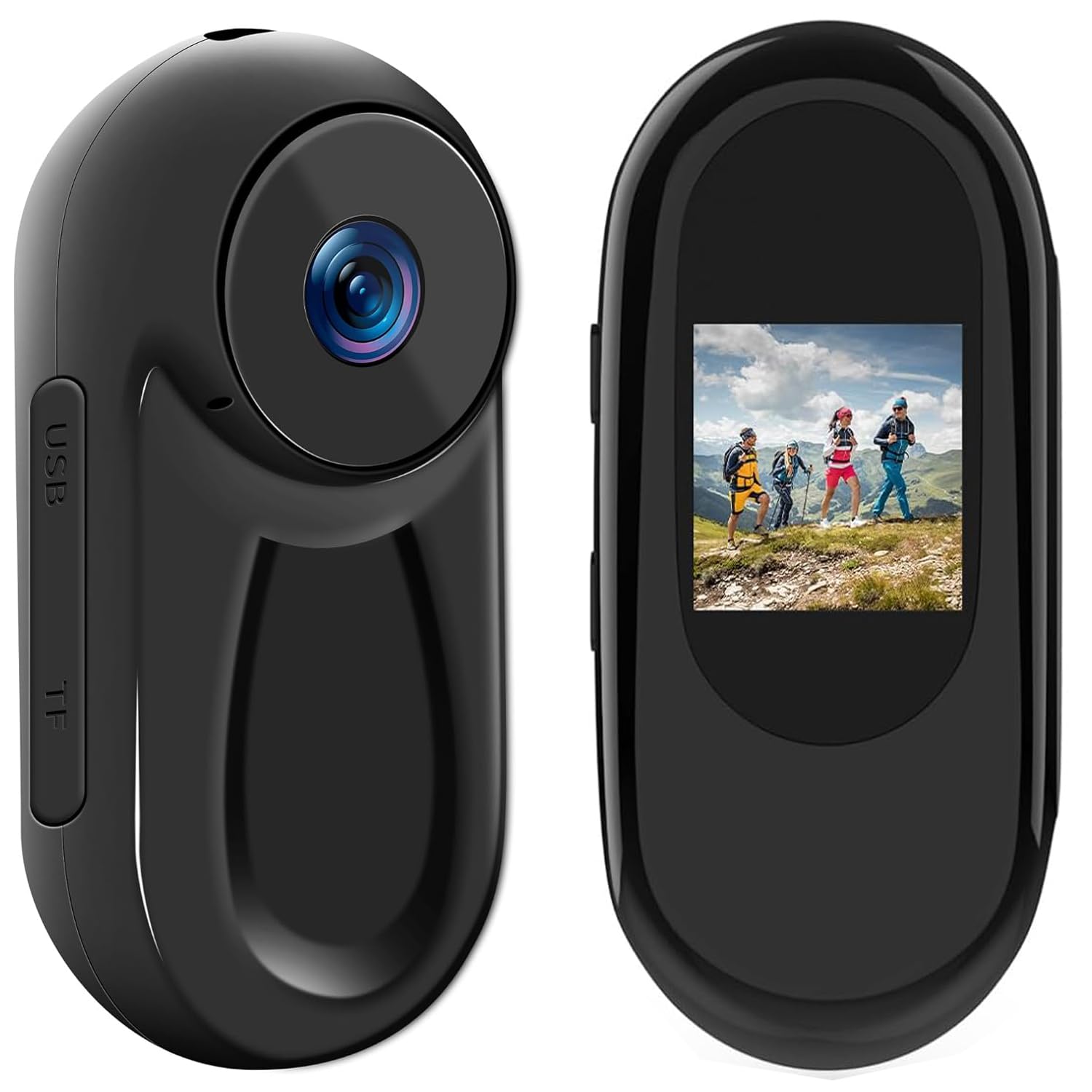 SHMIZZ Mini Action Cam 1080P, Telecamera Sportiva Fotocamere Corporali e Scheda di Memoria 32GB, Mini Vlog Pocket Body Cam Fotocamera Sport,120° Grand Angle con Registrazione Audio e Video