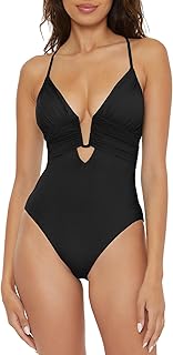 BECCA Womens Color Code One Piece Swimsuit, Plunge Neck, Bathing Suits for Women