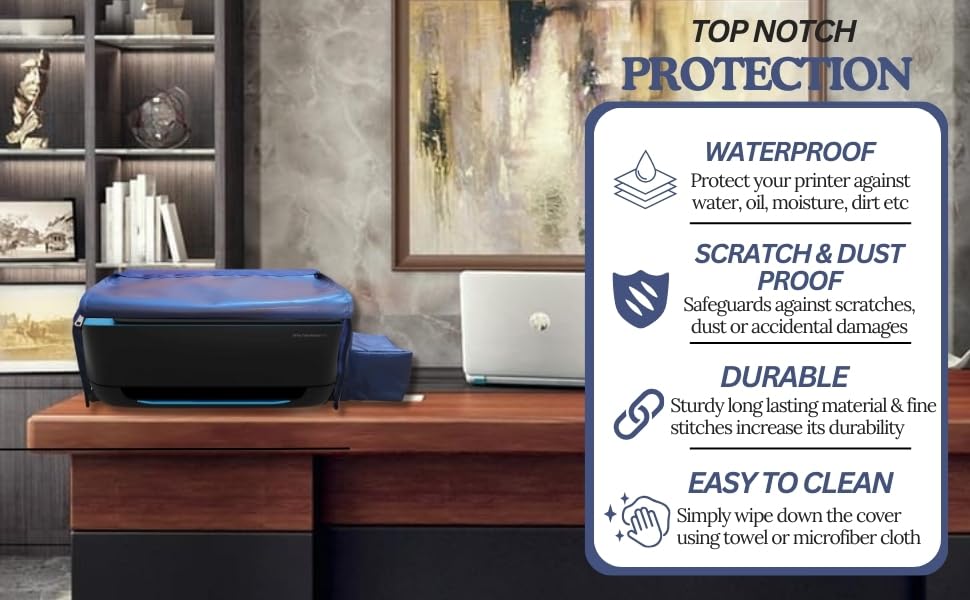 Protectio Dust Proof Washable Chain Printer Cover for HP 310, 315, 316, 319 All-in-One Ink Tank Wireless Colour Printers Blue 4 61AvF QEVML