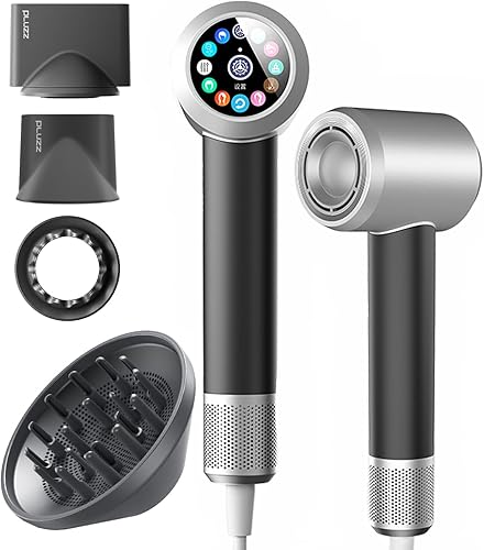 Miniatura 13 de PLUZZ Secador de pelo iónico con difusor, secador profesional de alta velocidad para mujeres y hombres, motor sin escobillas de 110,000 rpm, secado