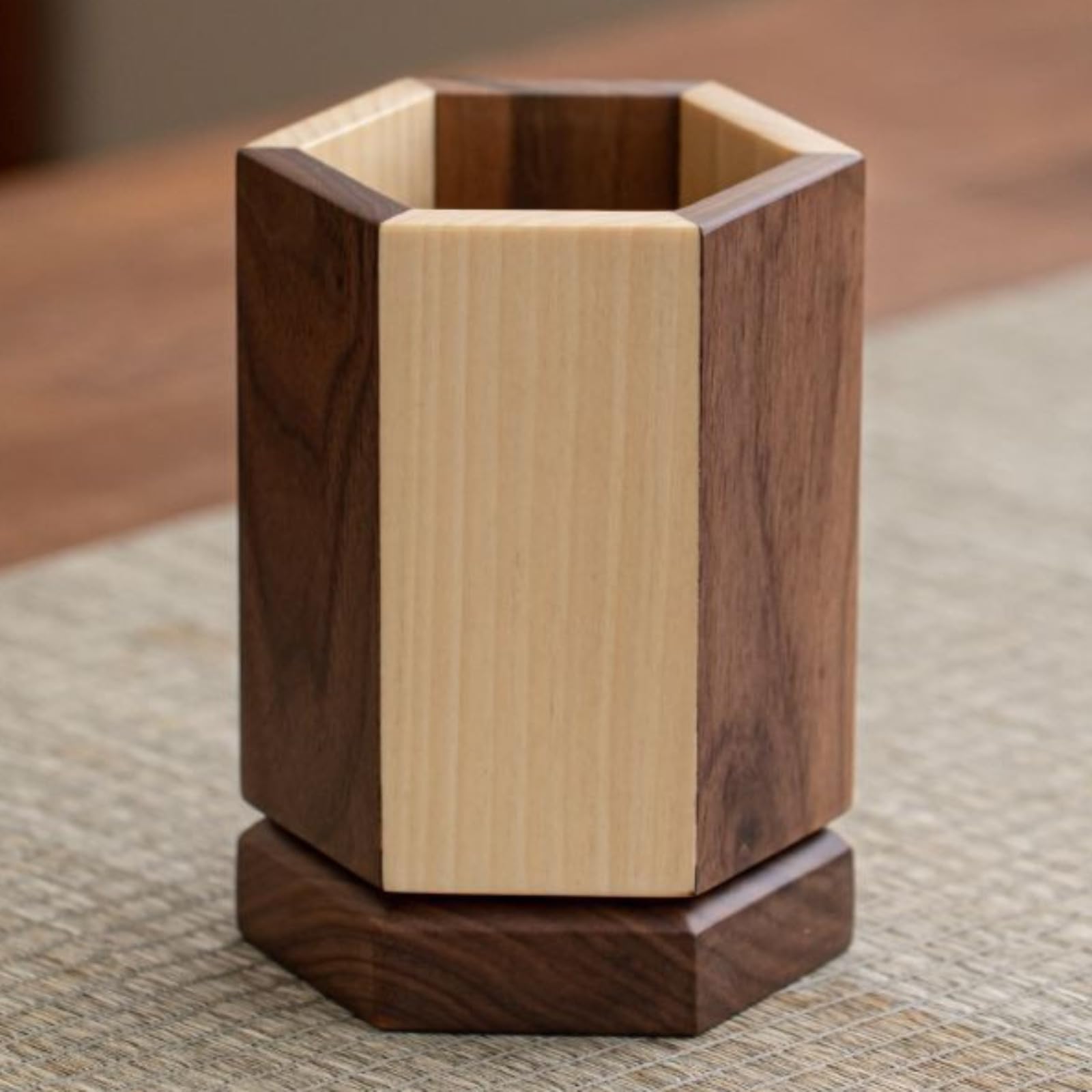 Stifthalter aus Holz, Massivholz, drehbar, 12,5 cm, Mao-Stifthalter, Dekoration, Tischdekoration