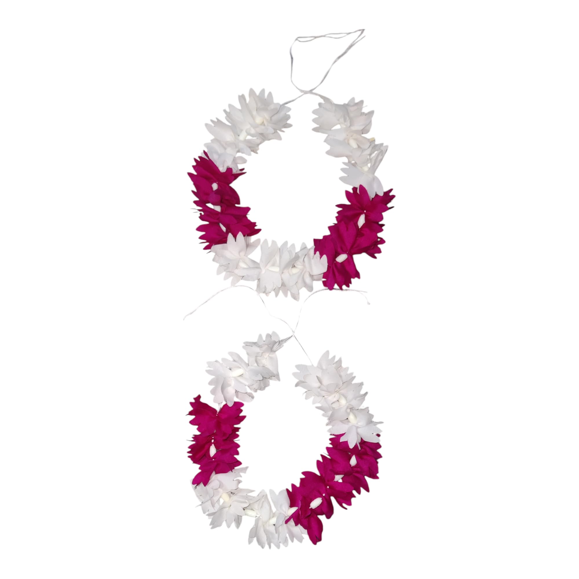 Click2Get Multicolor Jasmine Flower Synthetic Fabric Gajra for Hairstyles, 13 inch Pack of 2 (Dark Pink & White)