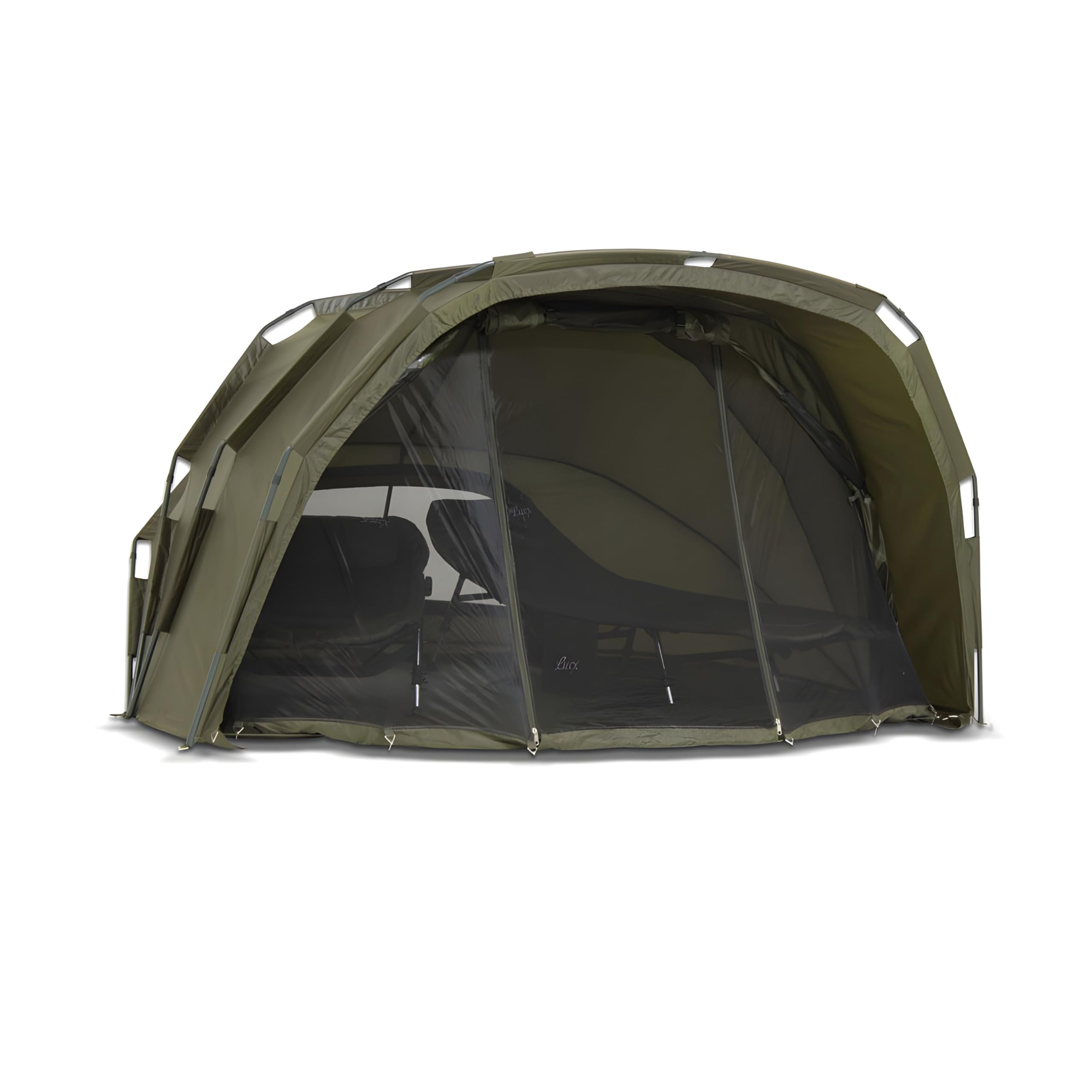 Lucx Tiger Bivvy Angelzelt für 2-3 Personen - wasserdichtes Karpfenzelt mit herausnehmbarer Bodenplane, One-Pole-System & 10.000 mm Wassersäule - Carp Dome Zelt Campingzelt