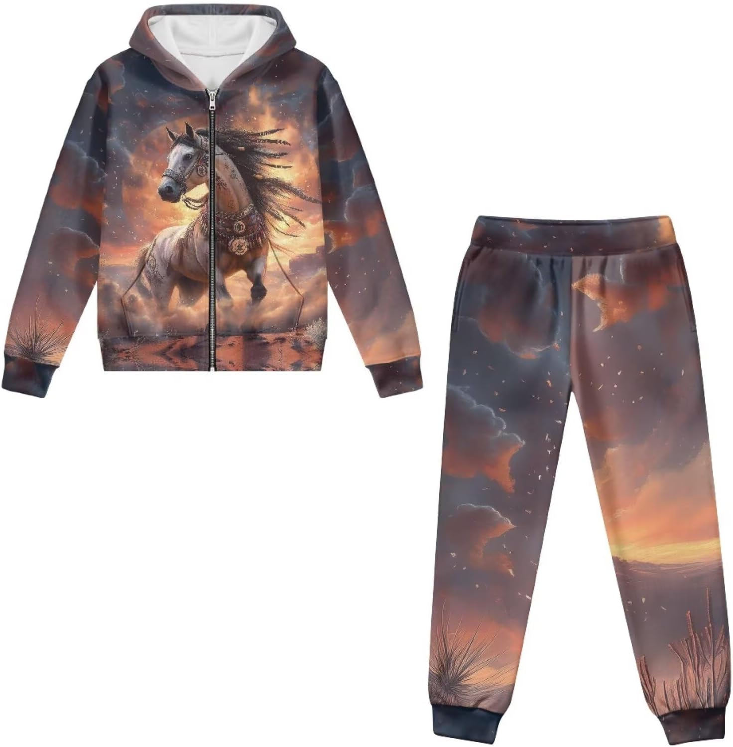 Zip Hoodie Jogger Set with Pockets for Boys 2 Piece Sets
