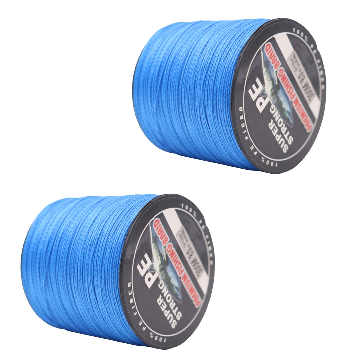 2 Lignes De Pêche Tressées ZONADAH - 300 M, 0,5 Mm, Résistance 40 Kg, Bleu - Pour Pêche En Mer, Roche, Bateau, Eau Douce
