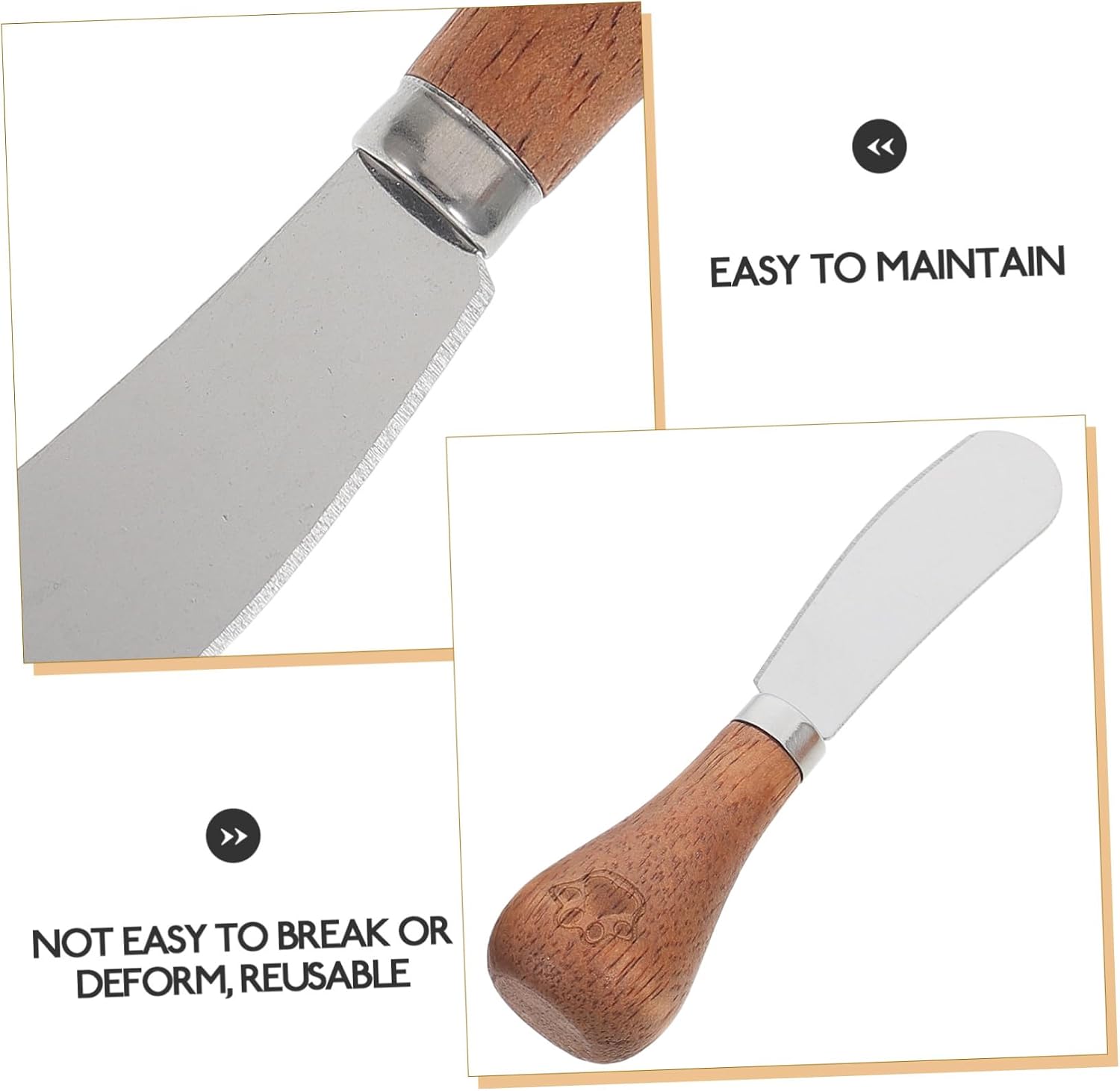 Xmas 4pcs Stainless Steel Cheese Spreader with Wood Handles, Multi-function
