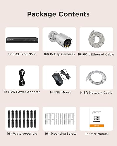 Miniatura 8 de Sistema de cámara de seguridad de 16 canales PANOOB 4K para uso comercial, NVR PoE 4K 16CH HDD 4TB, 16x cámaras IP al aire libre con cable 8MP,