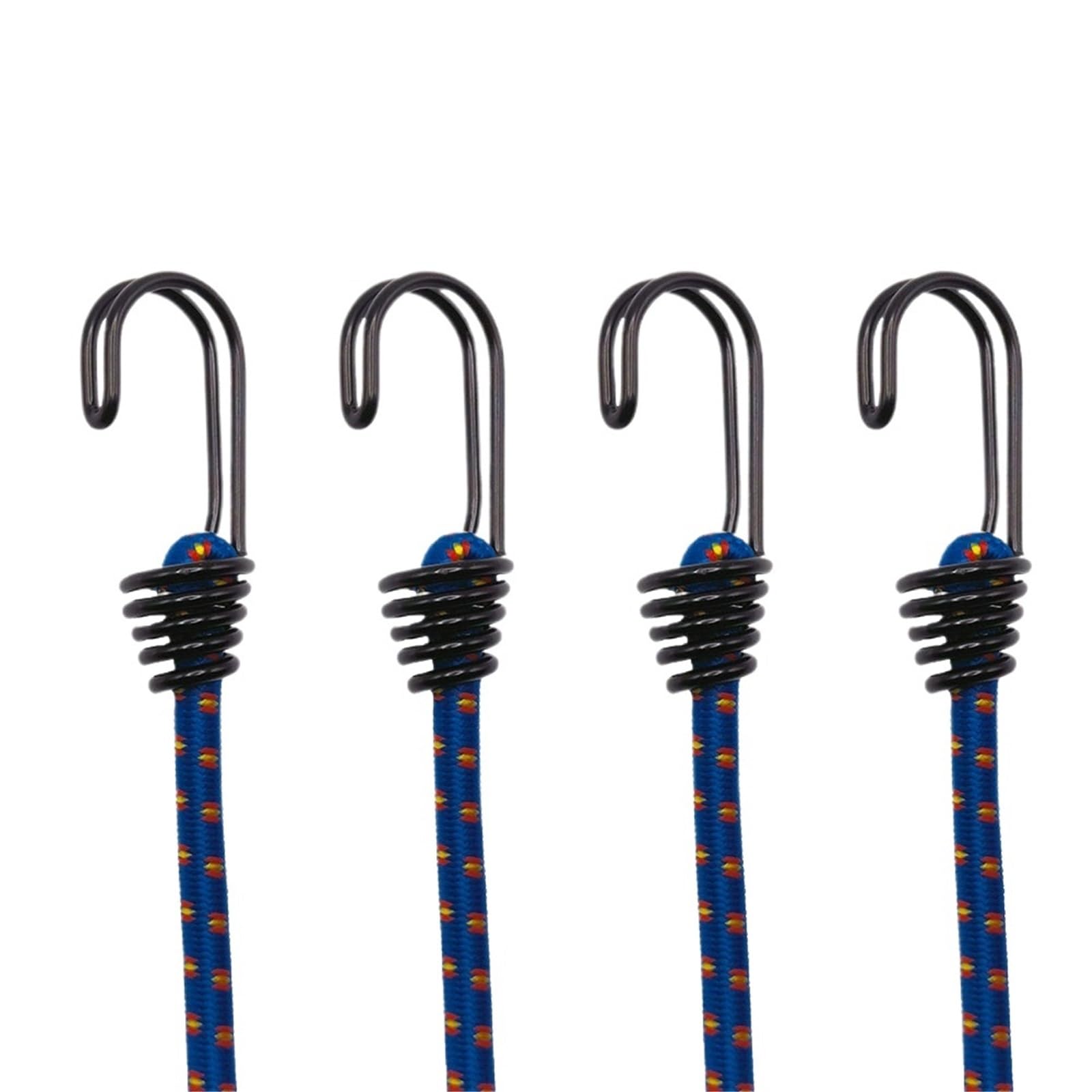 Outdoor Tie Down Rope, Bungee Cords With Hooks 4 Pack Multicolor Latex Elastic Rope(Blue)