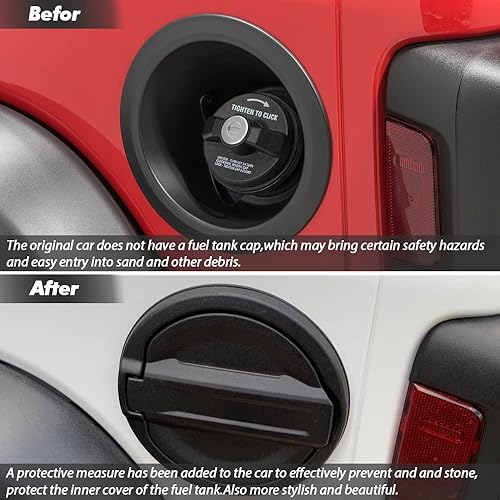 Miniatura 5 de Tapa de tanque de gasolina con bloqueo de puerta compatible con Jeep Wrangler 2018-2023 JL y tapa de tanque de gasolina ilimitada, cubierta de