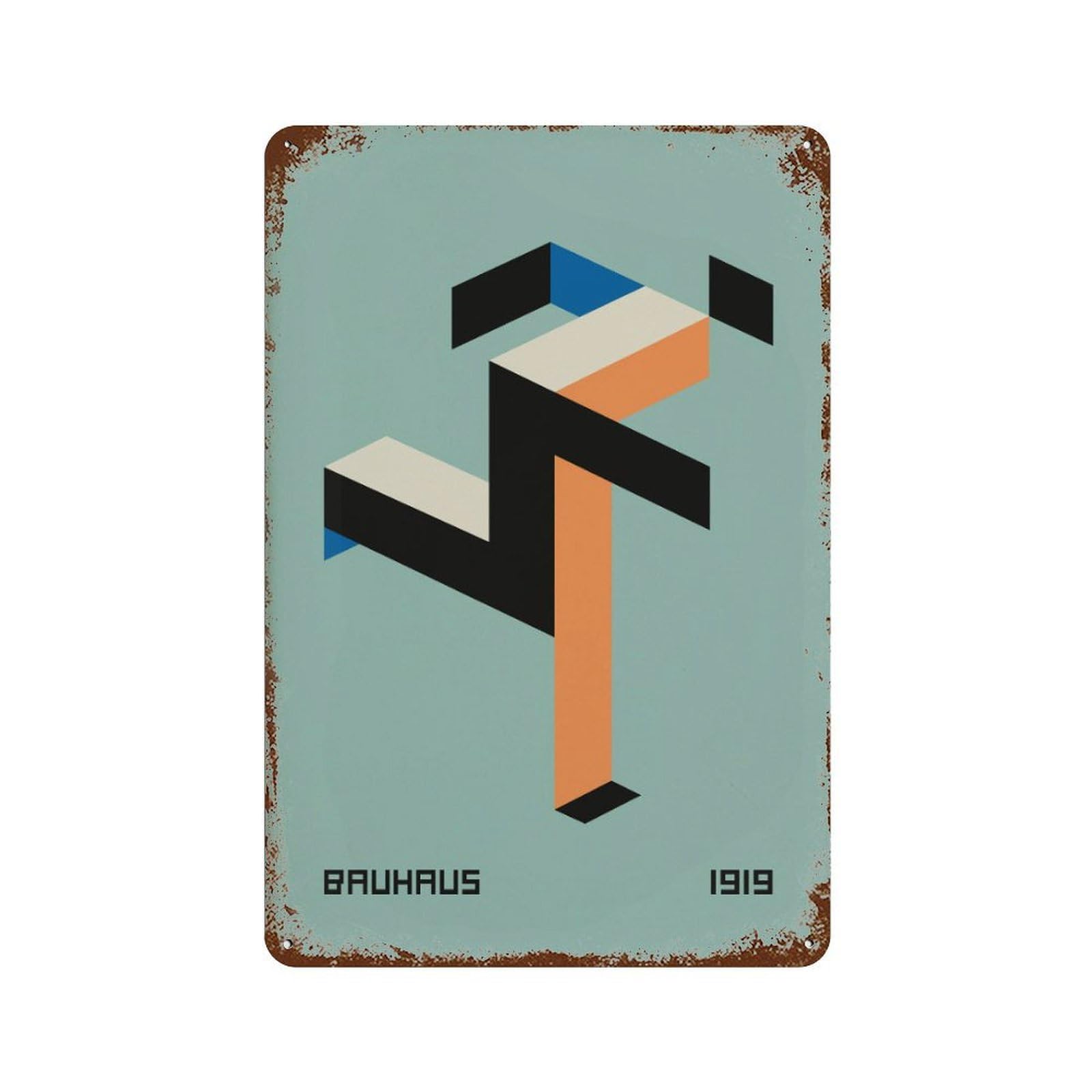 xiaoxiaoshen Bauhaus Running Man Geometric Vintage Exhibition Wall Decor Art Metal Tin Poster Modern Home Decor Art Home Bar Shop Decorations Vintage Sign 30x20cm