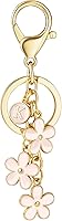 SELOVO Initial Keychain Cute Flower Letter Purse Charm White/Pink/Black - Stylish Girl Handbag Backpack Accessory