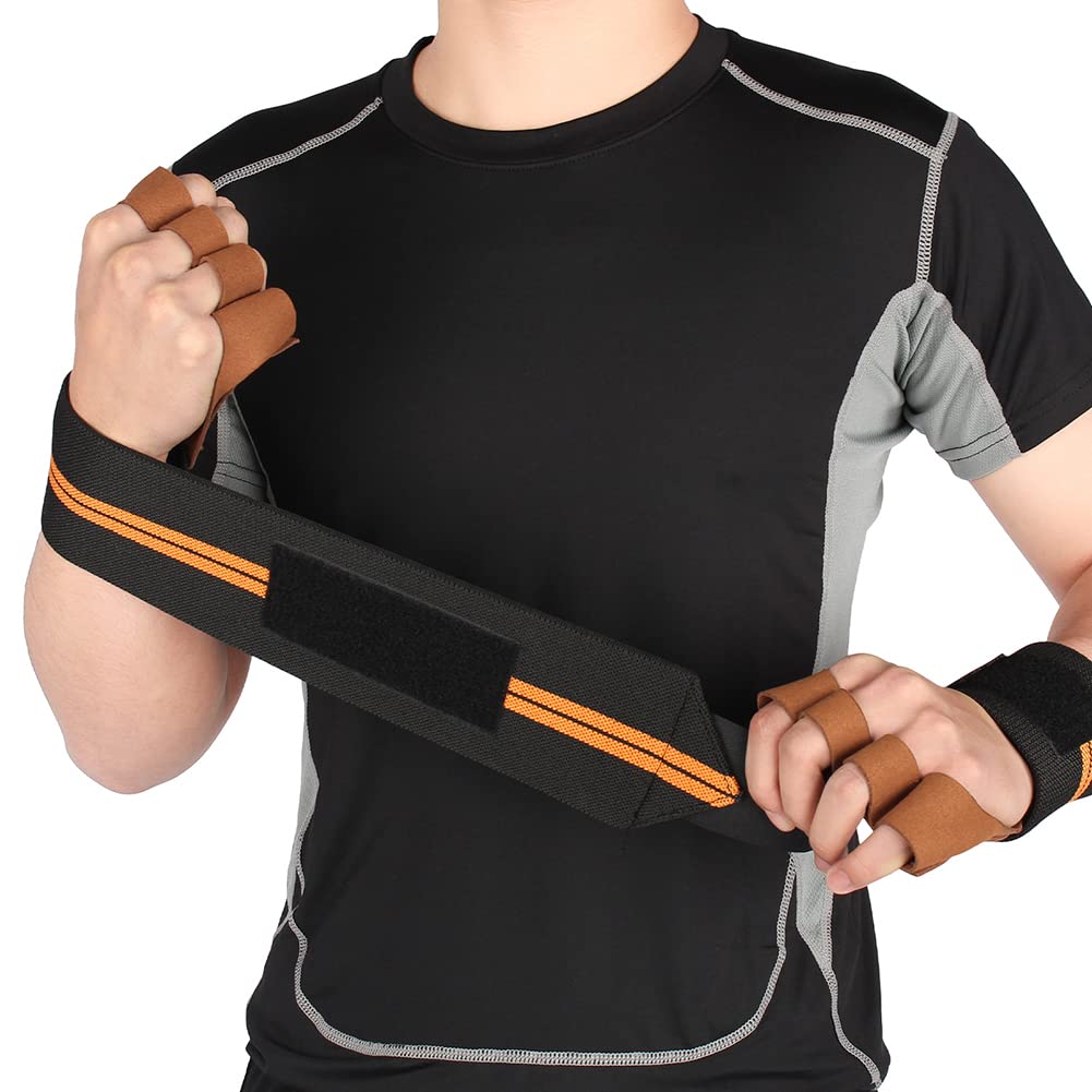 1 Paire de Gants de Musculation haltère antidérapant en Cuir haltérophilie Gants de Protection des Mains Protecteur Fitness entraînement Gants de Protection du Poignet, Marron, L