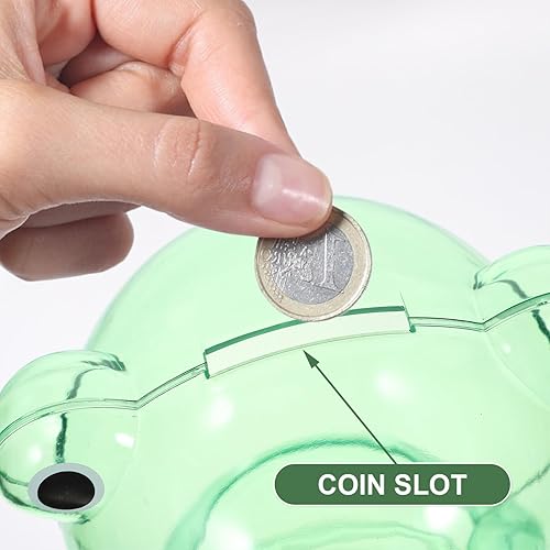 Miniatura 7 de ibasenice Alcancía de rana de plástico irrompible para dinero de plástico transparente caja de ahorro de dinero de animales adorno de escritorio
