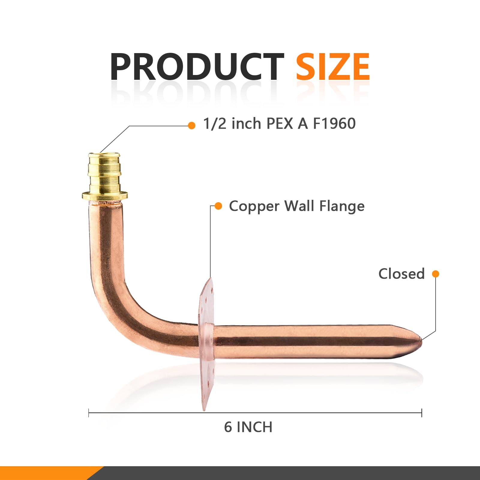PEX Copper Stub Out 10-Pack Elbows With Wall Flange - 1/2 - View #6