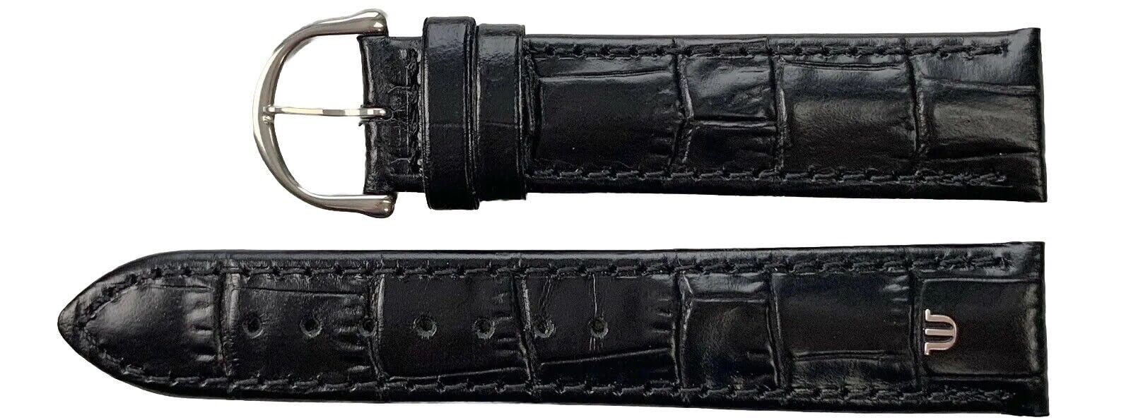 Maurice Lacroix Crocodile Grain Original Watch Strap 20 mm Black Clasp Stainless Steel