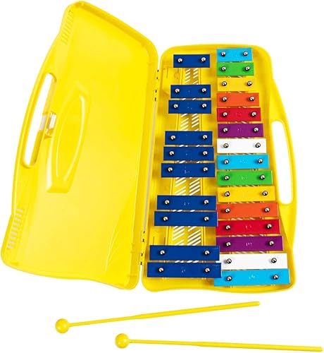 Miniatura 7 de Costzon Xilófono de 25 notas con funda, juguete musical colorido con teclas de metal afinadas transparentes, 2 mazos seguros para niños, instrumento