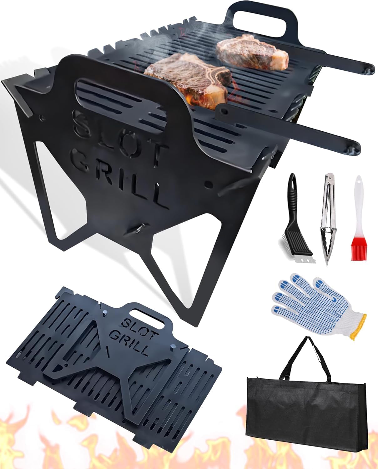Przenośny grill Chal – lekki i kompaktowy na kemping, gotowanie na świeżym powietrzu, łatwa konfiguracja, bez użycia narzędzi, idealny na imprezy na podwórku