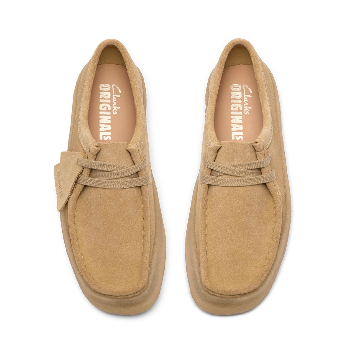 Clarks Damen - Schnürschuhe Wallabee Cup in beige Rauleder