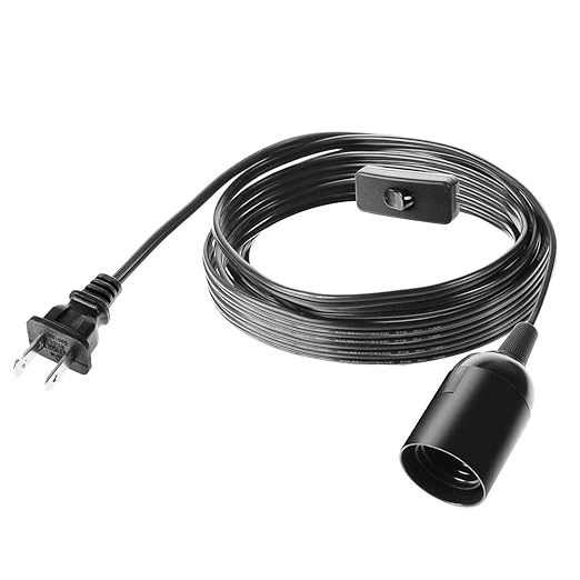 Hanging Light Cord (Light Socket with Cord) UL 15Ft E26 E27 Socket with