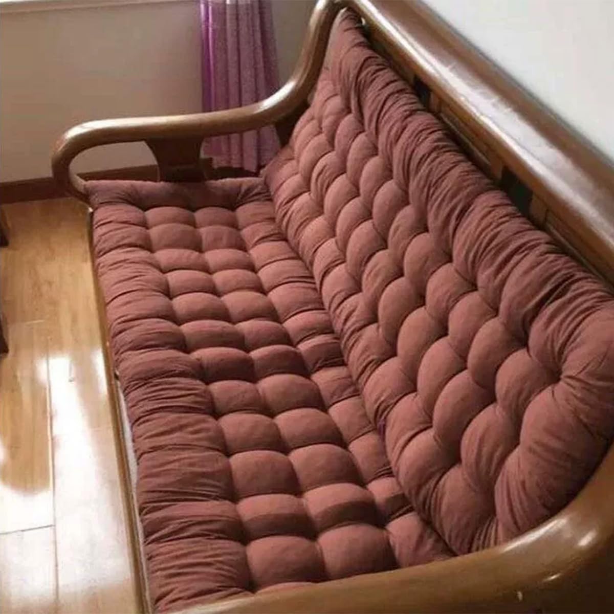 Dicke, rutschfeste Bank mit Bändern für 2/3/4 Sitze, drinnen und draußen, ideal für Terrasse, Balkon, Büro, Sofa, Strand, Hof (Schwarz, 165 x 53 cm)