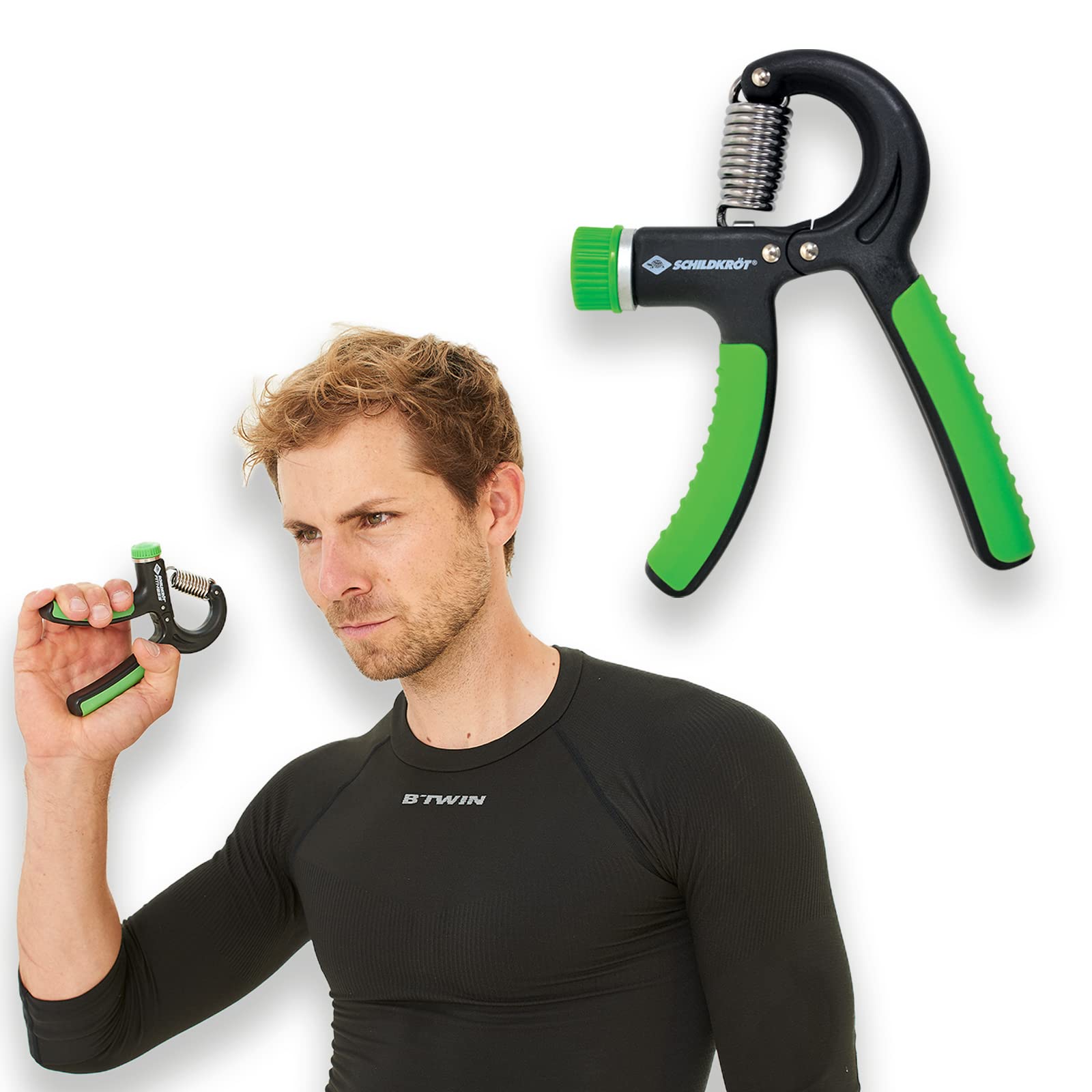 Schildkröt Fitness Hand Muscle Trainer Pro, Adjustable Resistance, Black/Green, in a Blister Pack, 960122