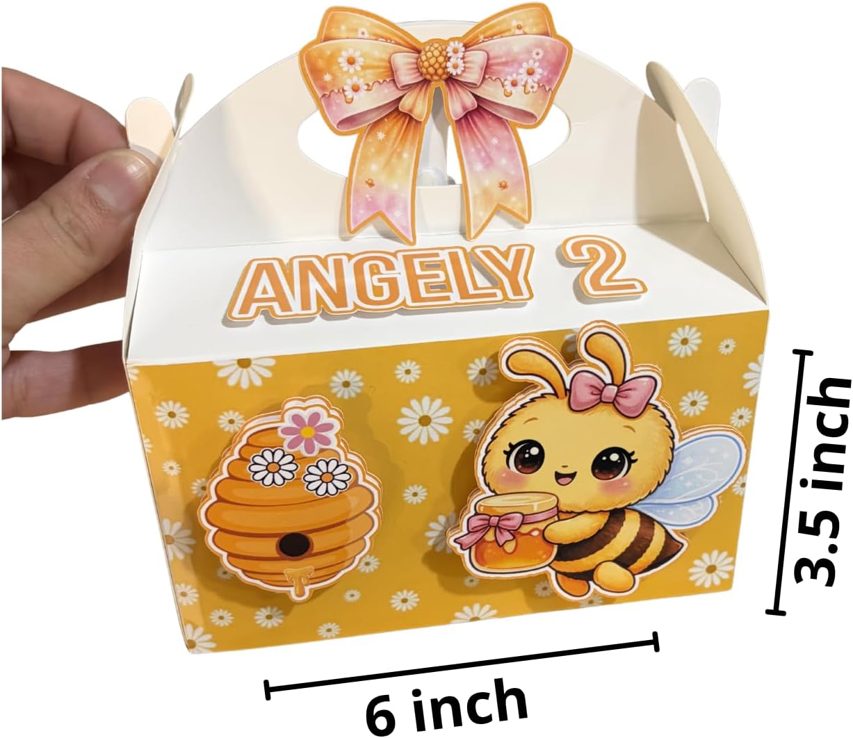 12 Personalized Bee Party Favor Boxes – Custom Name and Age Birthday Candy Boxes – Bee Theme Treat Boxes for Kids Party Decorations