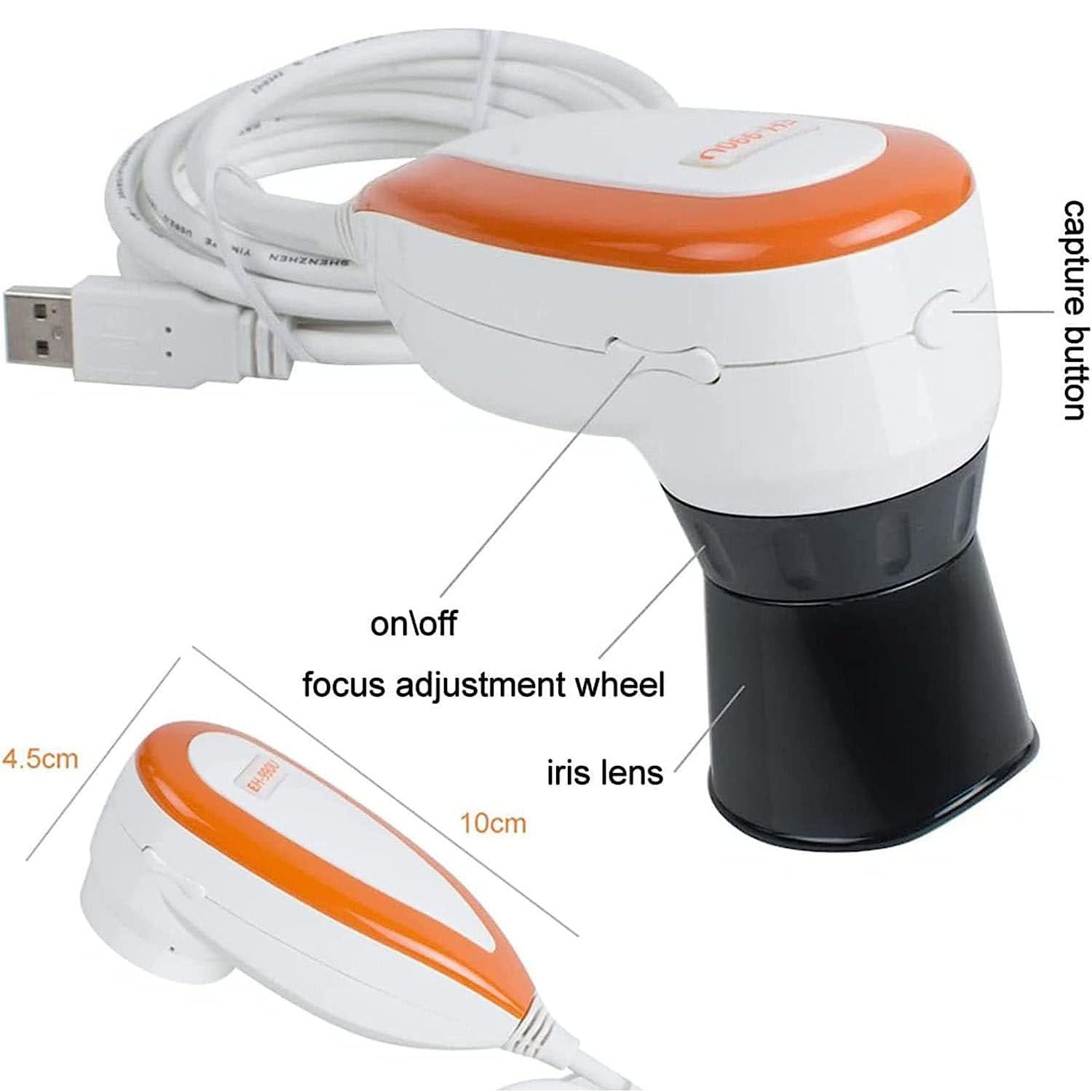 Telecamera per analisi dell'iride, fotocamera oculare USB da 5.0 MP con obiettivo Iris 30X e software di analisi, analizzatore della lampada sinistra/destra per studi sull'iridologia