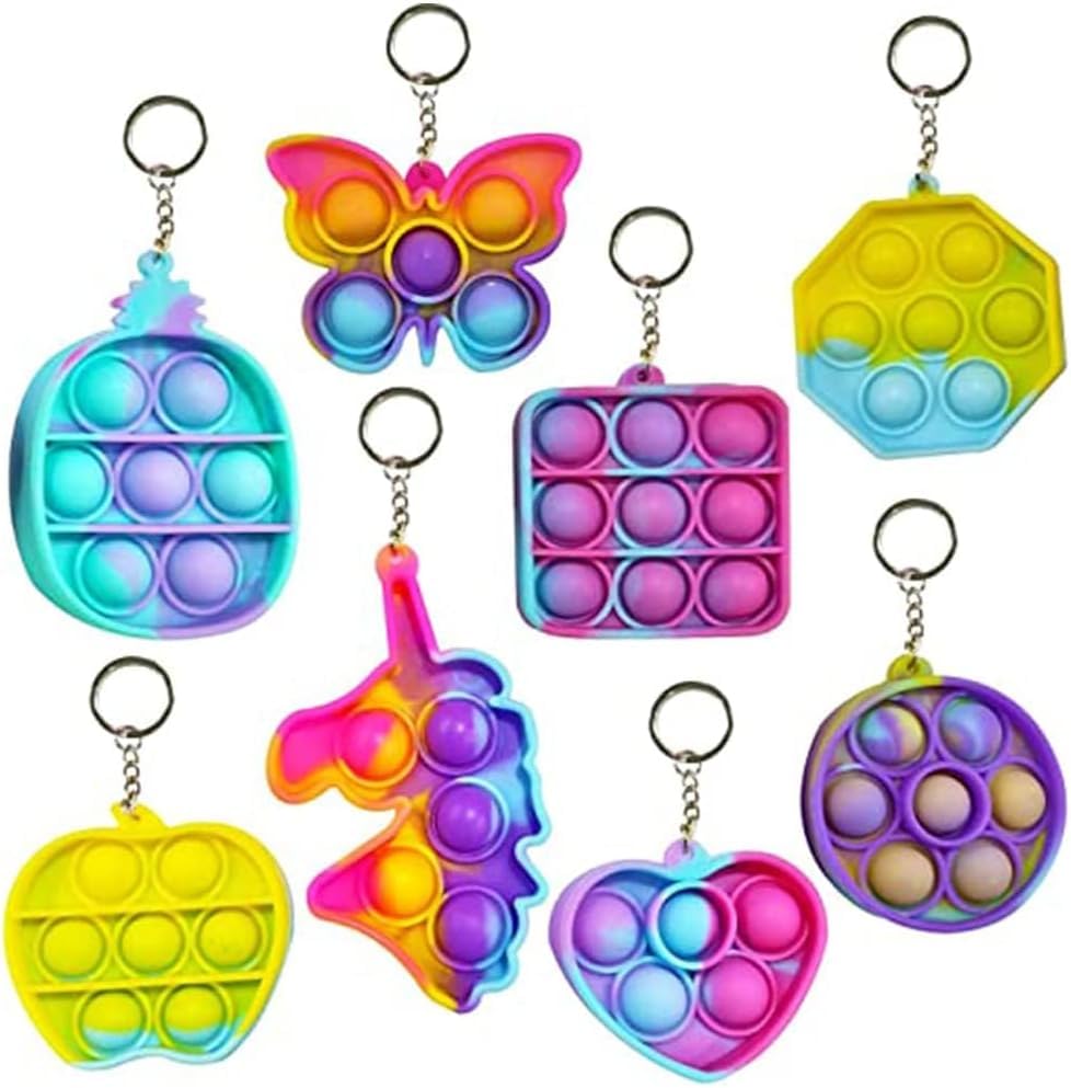 BeyondLuv Party Favors For Kids Pop It Keychain-12Pcs Return Gifts For Birthday Party Kid| Favours Bulk| Mini Toy Birthday Giveaways|Small| Goodie Bag Pinata