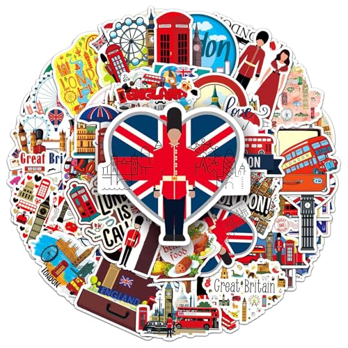 CXNXFD Lot d'autocollants Londres Angleterre - Motif monuments britanniques - Cadeau de voyage pour enfants, adolescents, adultes, garçons et fans de Londres