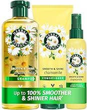 Herbal Essences Smooth & Shine Chamomile Set: Shampoo + Conditioner + Lightweight Leave-in Conditioner Spray All in One | Detangle, Nourish, Tame Frizz, Repair, Add Shine & Lasting Scent
