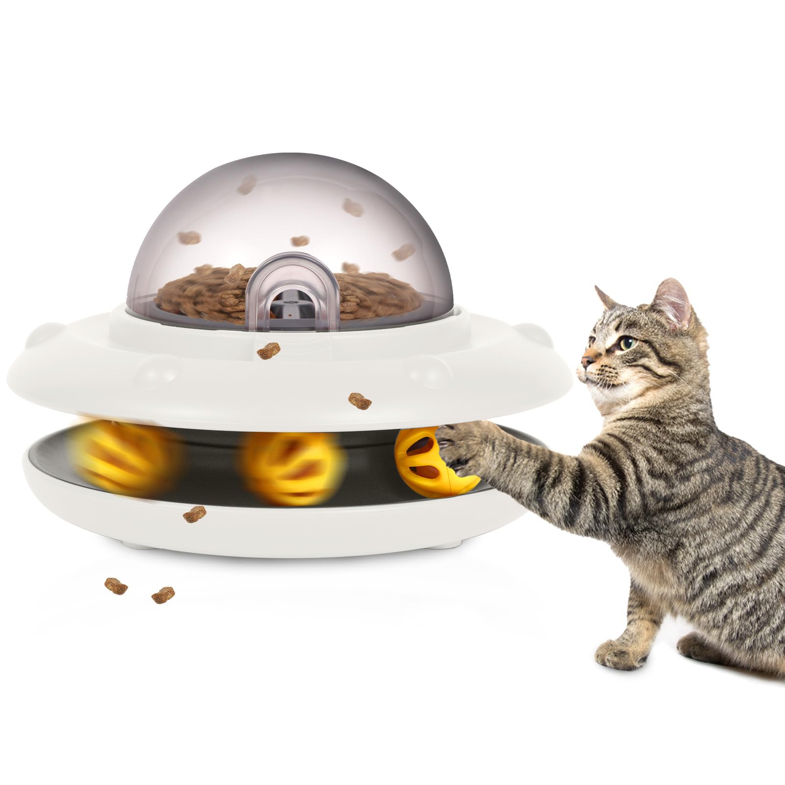 Puzzle toy pour chat distributeur de nourriture UFO intelligent pour ralentir les repas
