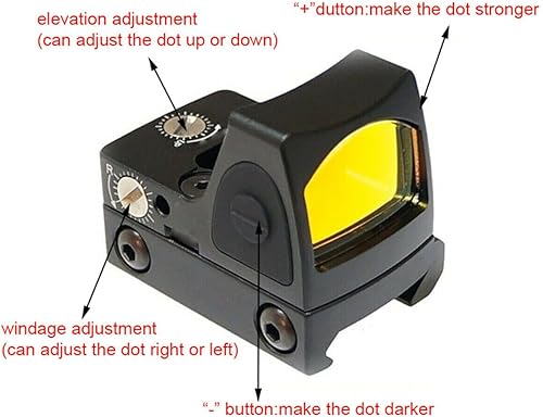 Miniatura 4 de MUTTOX Vista de punto rojo, mini riflex táctico RMR 0.787 in rojo punto vista 3 MOA pistola alcance adaptador de alcance ajustable