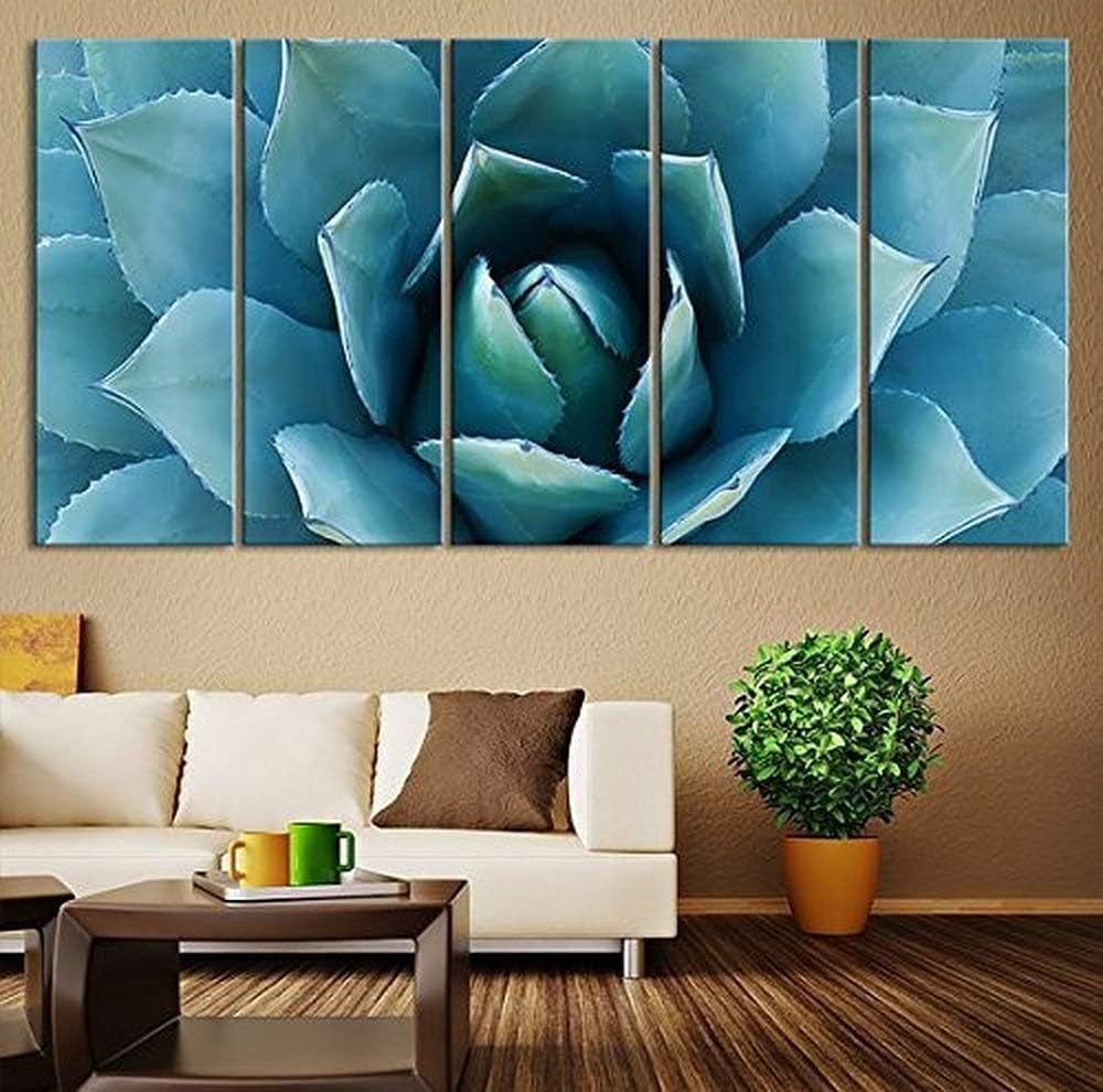Best Quality 🔥 EZON-CH Extra Large Wall Art Blue Agave Canvas Prints Agave Flower Large Art Canvas Printing Extra Large Canvas Wall Art Print 80 Inch Total