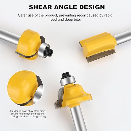 Miniatura 5 de Juego de brocas de router de 14 pulgada de vástago, 15 piezas, brocas de carburo de tungsteno de 14 pulgada, herramientas de carpintería para