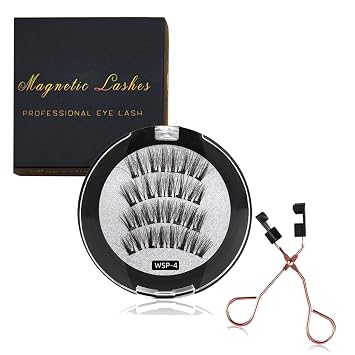 Magnetic Eyelashes without Eyeliner 2 Pairs, Reusable Portable Magnetic False Eyelashes Natural Look, for Daily Work And Dating Eye Makeup,Wsp
