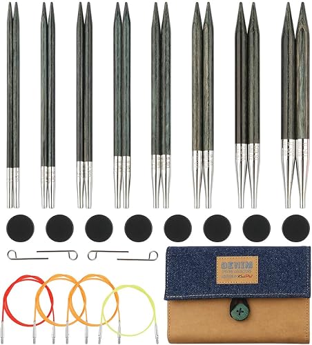 KnitPro - KnitPro Interchangeable Needle Set Wood Indigo - 1 Set, Blue/Fold