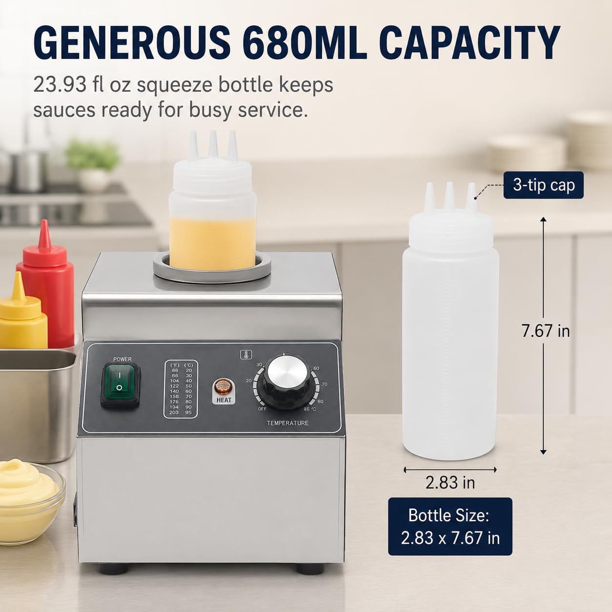 Chauffe Sauce électrique 100W Distributeur de Chocolat Température Réglable Chauffe-Sauce pour Aliments Distributeur de Sauce électrique,pour Hôtel, Cafétéria, Famille