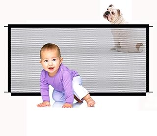 Extaum Portão de segurança para animais de estimação,Portão de Segurança do cão Pet Cerca de Malha Portátil Dobrável Portão de Segurança Do Bebê Instalar Em Qualquer Lugar 110 * 72 CM