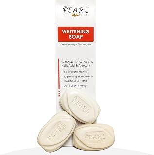 Pearl Whitening Soap with Kojic Acid & Papaya | Skin Brightening Bar for Dark Spots, Acne Scars, Pigmentation | Deep Clean... Price In India