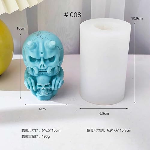 Miniatura 2 de Grainrain Kit de fabricación de velas 3D de calavera moldes de cera de silicona molde de jabón de silicio DIY Craft (F15-JR008)